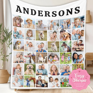 Manta Sherpa Regalo de cumpleaños personalizado con 36 fotos en