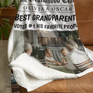 Manta Sherpa Regalo de los abuelos de periódicos personalizados