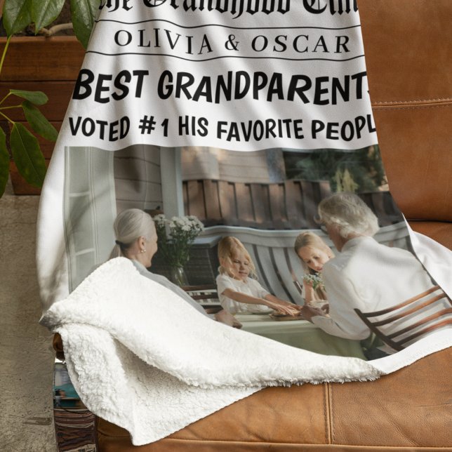 Manta Sherpa Regalo de los abuelos de periódicos personalizados (Subido por el creador)