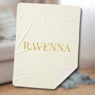 Manta Sherpa Regalo de nombre Serif personalizado de lujo crema