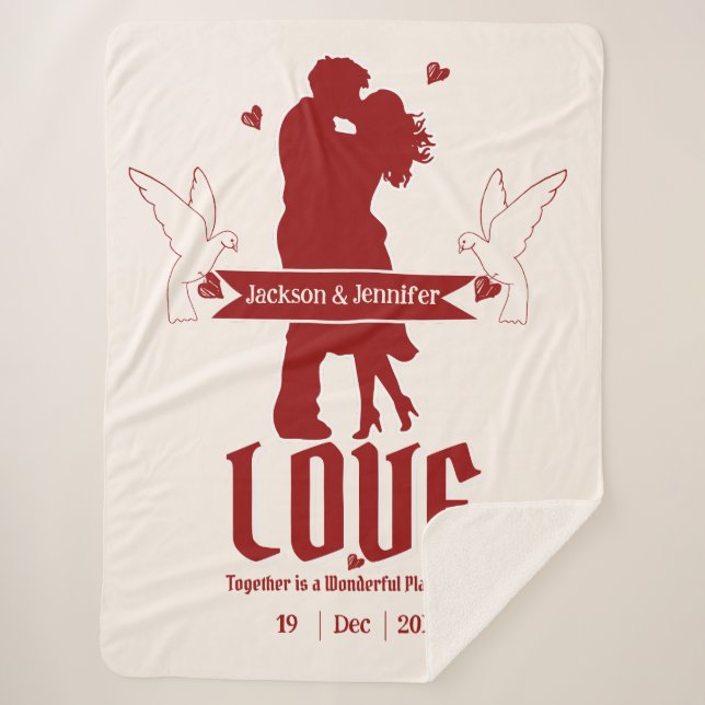 Manta Sherpa Regalo de Personalizable de aniversario de boda (Anverso)