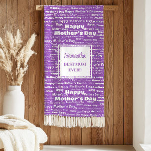 Manta Sherpa Regalo del Día de la Madre con letra púrpura elega