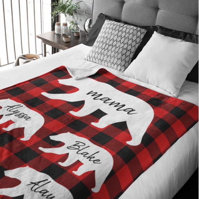 Manta Sherpa Regalo Moderno De Oso De Mata Roja Y Mamá Blanca (Subido por el creador)