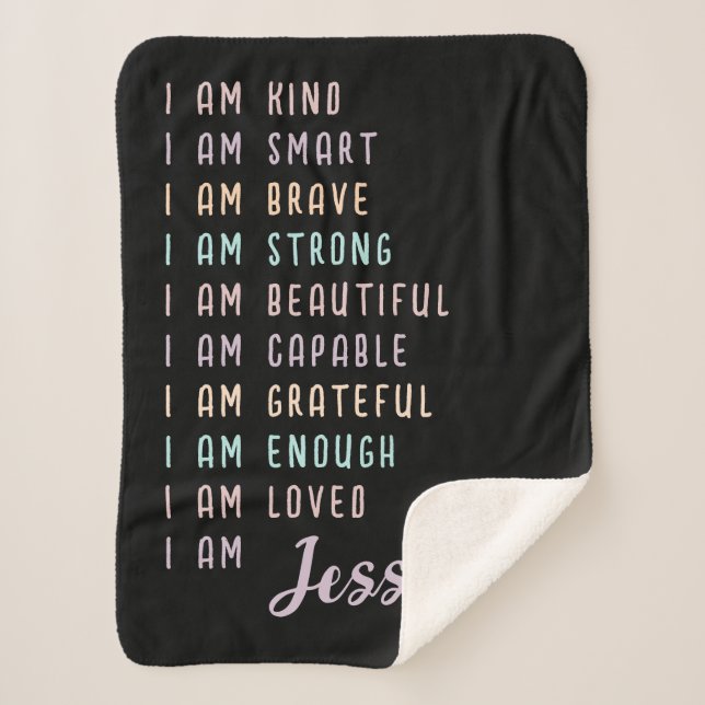 Manta Sherpa Regalo motivacional para Personalizado negro Chica (Anverso)