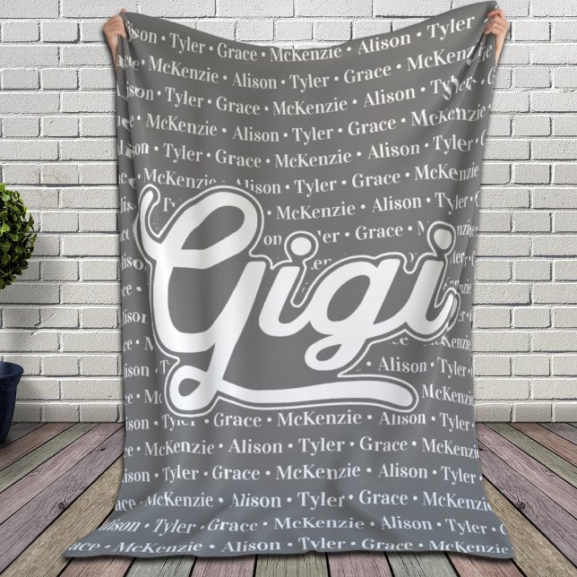 Manta Sherpa Regalo para Gigi con nombres de nietos (Subido por el creador)