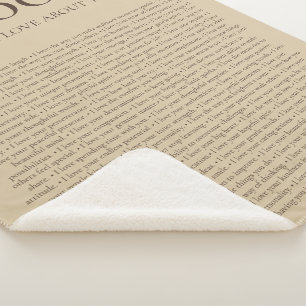 Manta Sherpa Regalo personalizable de 100 cosas que amo de ti 