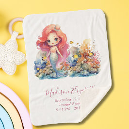 Manta Sherpa Regalo personalizado para baby shower de sirena pa