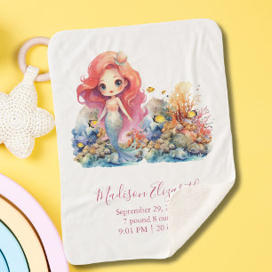 Manta Sherpa Regalo personalizado para baby shower de sirena pa