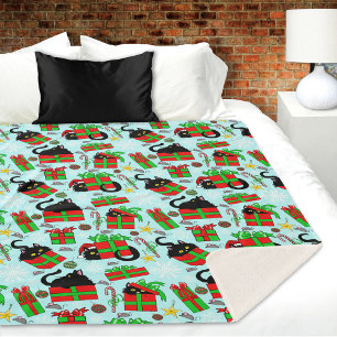 Manta Sherpa Regalos de Navidad de Gato Negro