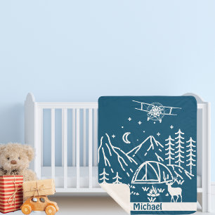 Manta Sherpa Regalos personalizados Avión de montaña Woodland