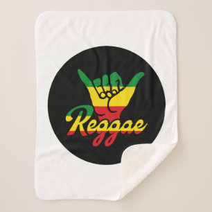 Manta Sherpa Reggae Shaka Hands con colores de reggae