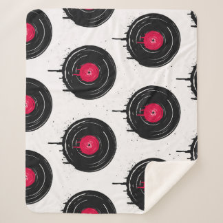 Manta Sherpa Registros de vinilo fundidos, patrón artístico.
