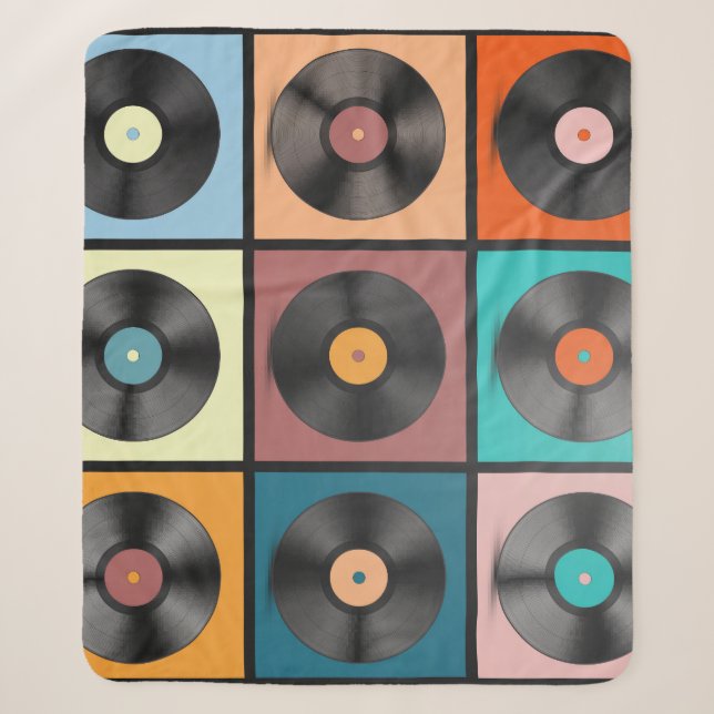Manta Sherpa Registros de vinilo: retro conjunto LP. (Anverso)