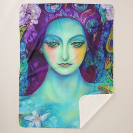 Manta Sherpa Reina de hadas encantada con mariposas