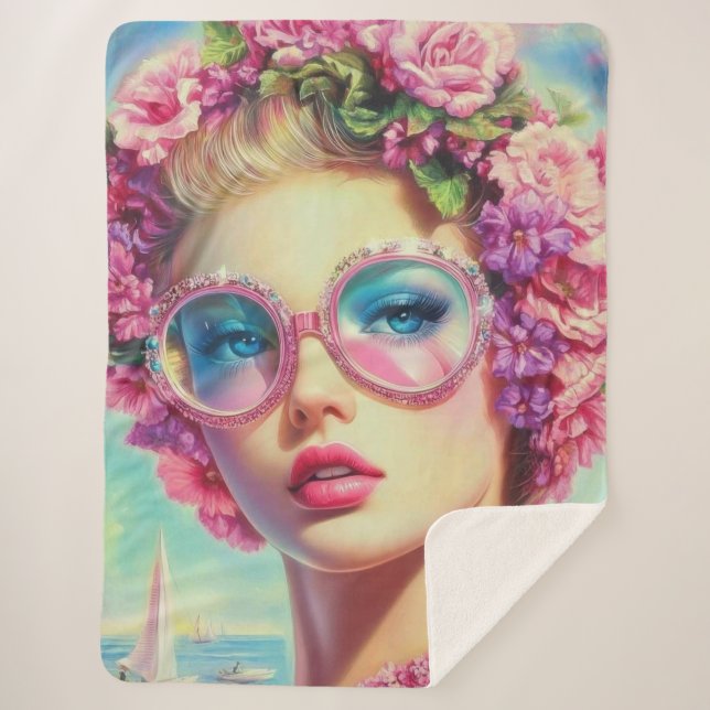 Manta Sherpa Reina del glamour tropical (Anverso)