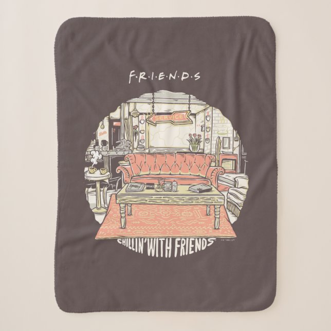 Manta Sherpa Relajándose con FRIENDS™ Cartoon (Anverso)