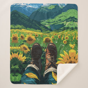 Manta Sherpa Relajándose en el Paraíso de los Girasoles