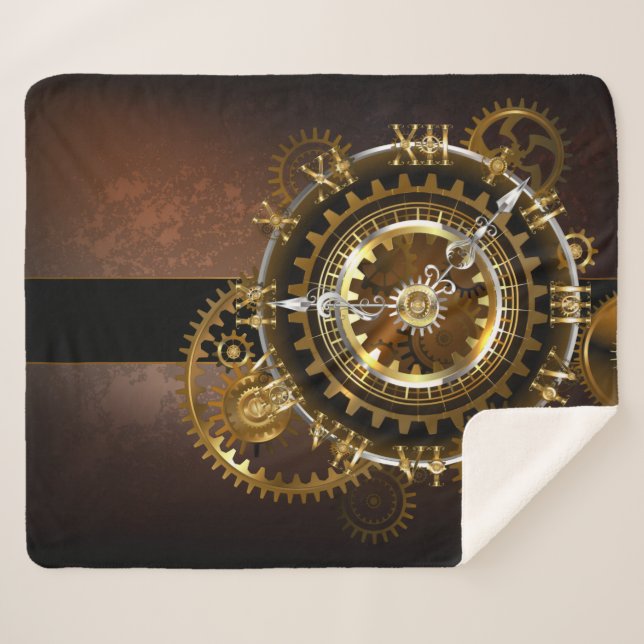 Manta Sherpa Reloj de vapor con engranajes antiguos (Anverso (horizontal))