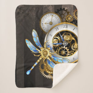 Manta Sherpa Reloj de vapor con libélula mecánica
