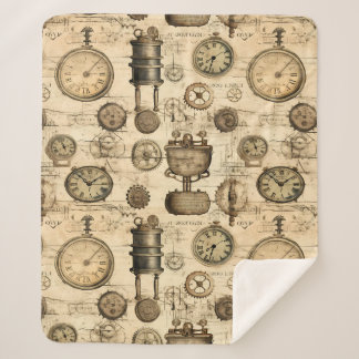 Manta Sherpa Reloj de vapor de color rugoso (14)