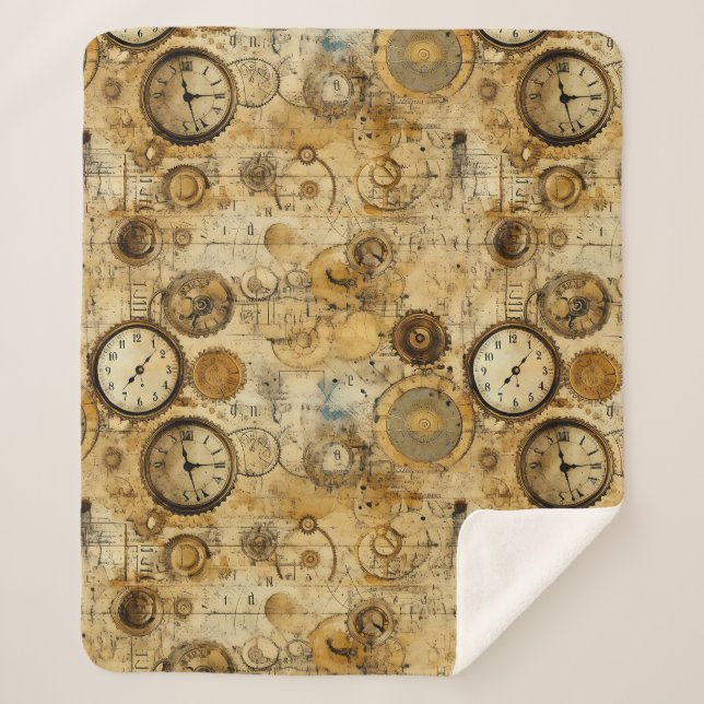 Manta Sherpa Reloj de vapor de grano rugoso (5) (Anverso)