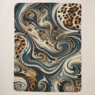 Manta Sherpa Remolino de estampado de leopardo abstracto