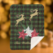 Reno saltante de oro con Poinsettias