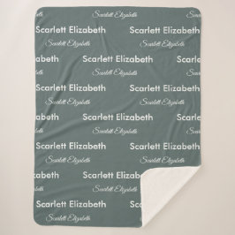 Manta Sherpa Repetiendo nombre Boho moderno Balsam Green