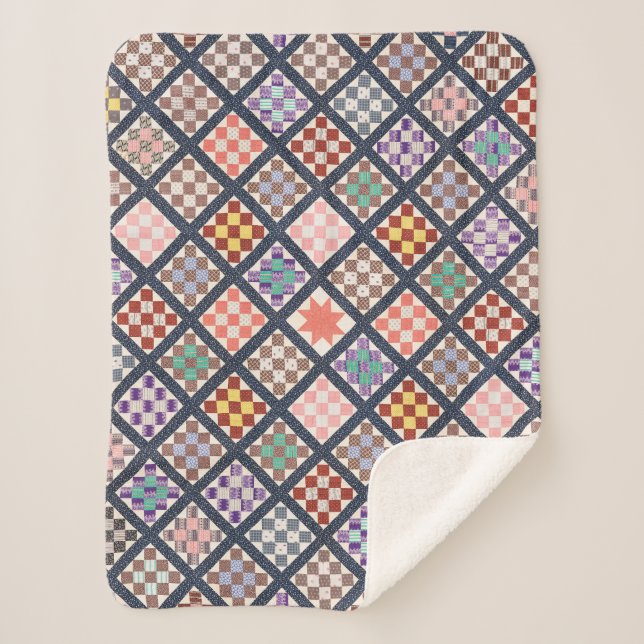 Manta Sherpa Reproducción de un tejido ventilado de 1886 (Anverso)