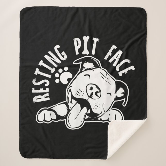 Manta Sherpa Resting Pit Face Funny Dog Pitbull Meme Clothing (Anverso)