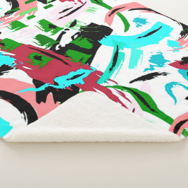 Manta Sherpa Resumen abstracto rosa y aqua