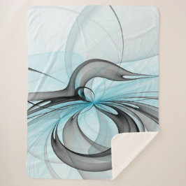 Manta Sherpa Resumen Antracita Gris Azul azul arte fractal mode