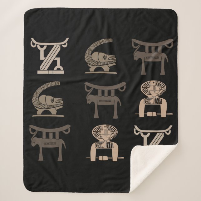 Manta Sherpa Resumen arte ornamental tribal africano (Anverso)