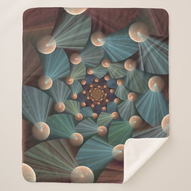 Manta Sherpa Resumen de arte fractal con pizarra marrón profund (Anverso)