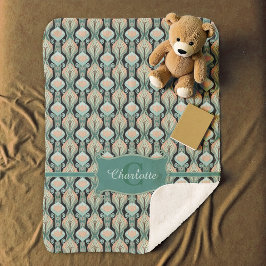 Manta Sherpa Resumen de cosecha moderno Patrón de monograma bot