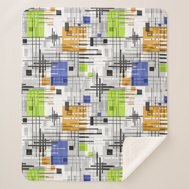 Manta Sherpa Resumen de formas geométricas modernas rayadas de  (Anverso)