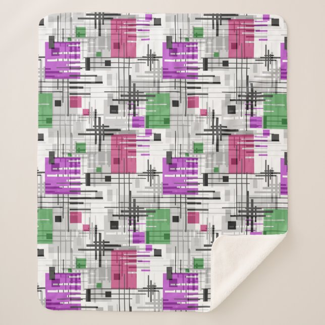 Manta Sherpa Resumen de formas geométricas modernas rayadas de  (Anverso)