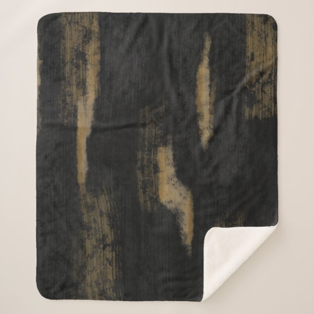 Manta Sherpa Resumen de Hues Blandos Carbón y Oro Profundo (Anverso)