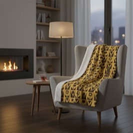 Manta Sherpa Resumen de la cubierta floral amarilla geométrica