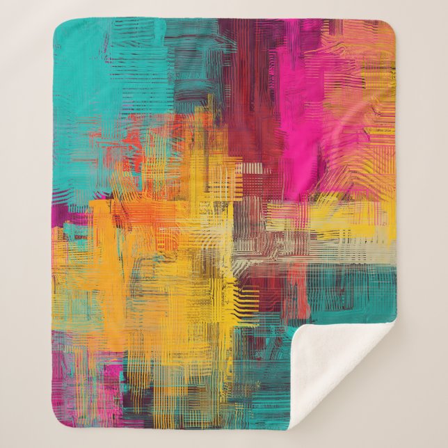 Manta Sherpa Resumen de pintura al óleo, fondo expresivo. (Anverso)