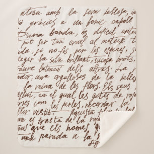 Manta Sherpa Resumen de texto escrito con tinta marrón irlegibl