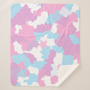 Manta Sherpa Resumen del Camo Blanco Azul Rosa