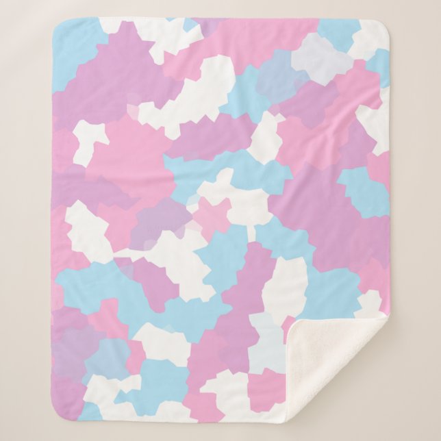 Manta Sherpa Resumen del Camo Blanco Azul Rosa (Anverso)