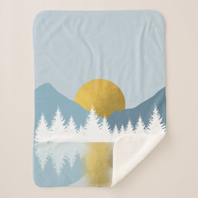 Manta Sherpa Resumen del paisaje Golden Winter Sunrise (Anverso)