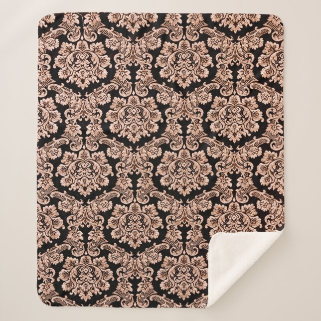 Manta Sherpa Resumen del patrón de elegancia con fondo floral.  (Anverso)