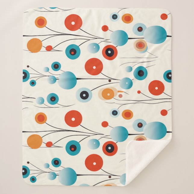 Manta Sherpa Resumen Flor retro botánica moderna floral (Anverso)