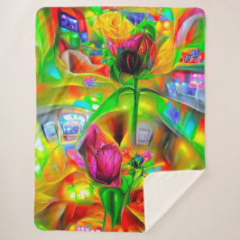 Manta Sherpa Resumen Flores psicodélicas