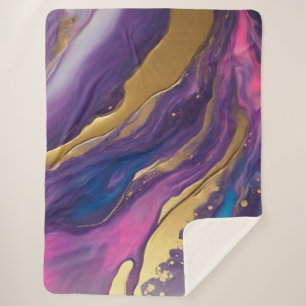 Manta Sherpa Resumen Flujo Art-Blue Pink and Gold-