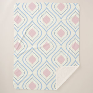 Manta Sherpa Resumen geométrico, azul, rosa y blanco roto