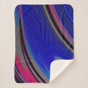 Manta Sherpa Resumen Gris Azul Magenta Fractal Swirl